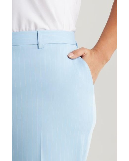 Tahari Blue Classic Pinstripe Straight Leg Pants