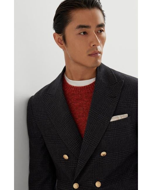 Brunello Cucinelli Black Prince Of Wales Deconstructed Blazer for men