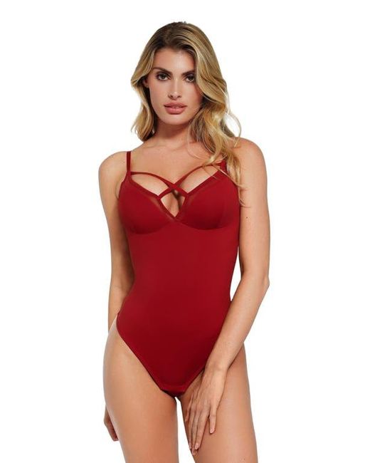 Popilush Red Shapewear Sheer Mesh Sleeveless