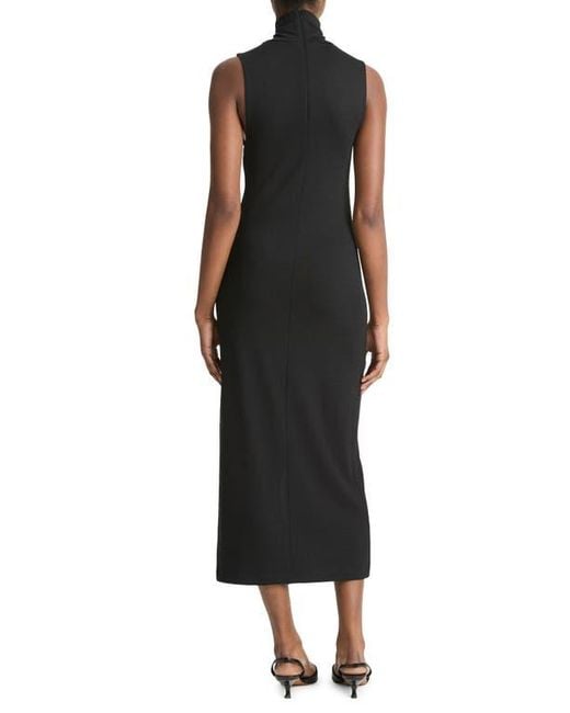 Vince Black Turtleneck Sleeveless Knit Dress