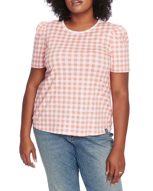 Court & Rowe Red Gingham Short Sleeve Cotton Knit Top