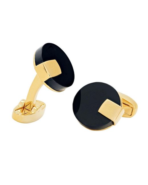 Link Up Blue Obsidian Disc With Tab Cufflinks for men