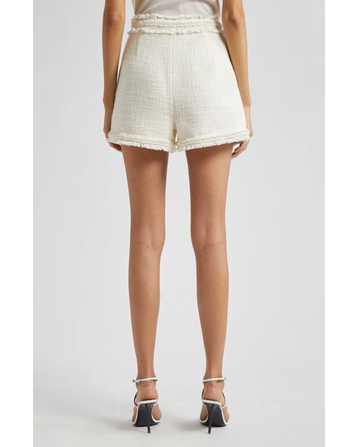 Cinq À Sept Natural Imitation Pearl Cotton Tweed Shorts