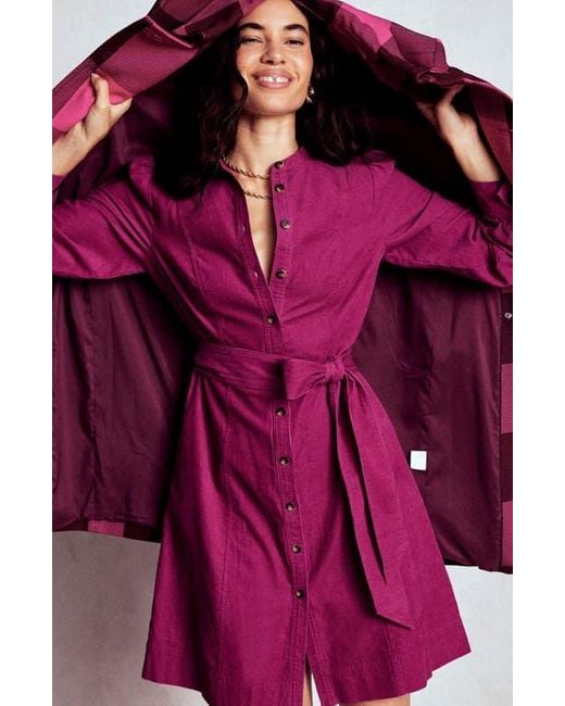 Boden Pink Bre Belted Corduroy Shirtdress