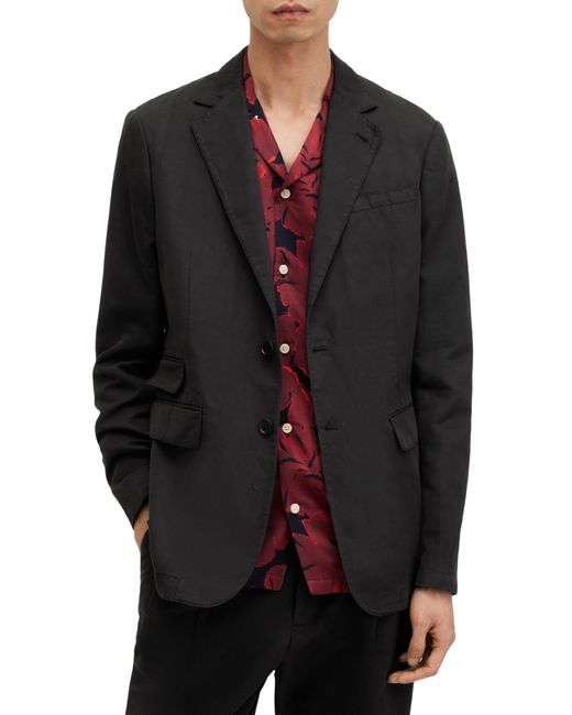 AllSaints Black Sainte Cotton & Linen Blazer for men
