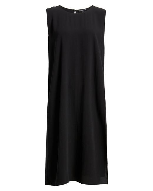 Eileen Fisher Black Matte Silk Shift Dress