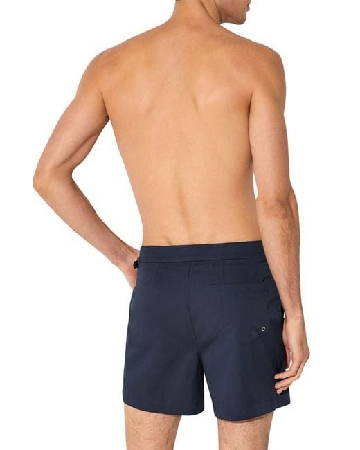 Reiss Blue Sun Solid Side Adjuster Swim Trunks for men