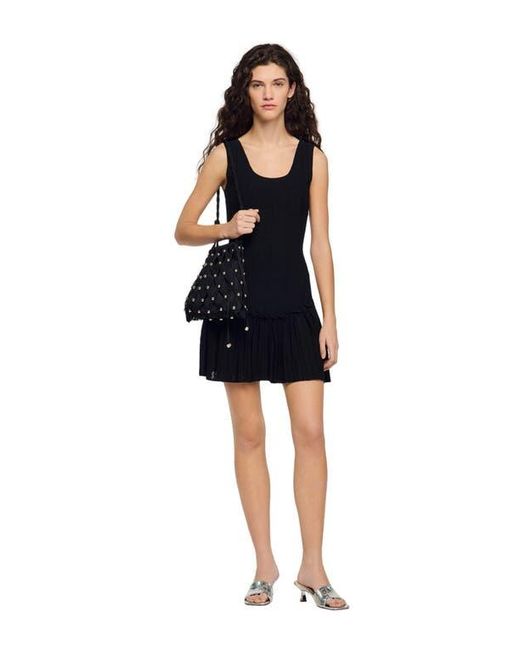 Sandro Black Studded Net Mesh Bag