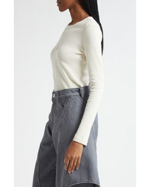 J.W. Anderson White Anchor Embroidered Long Sleeve Underpinning Top