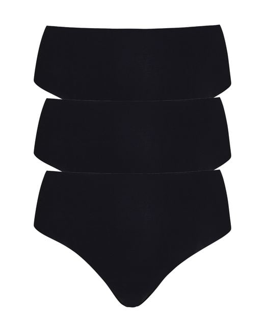 Commando Black Classic 3-Pack High Rise Thongs