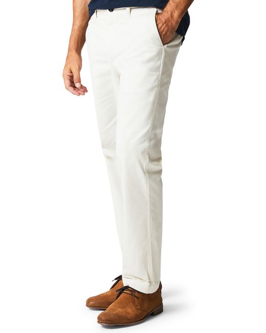 Billy Reid White Flat Front Strech Cotton Chinos for men