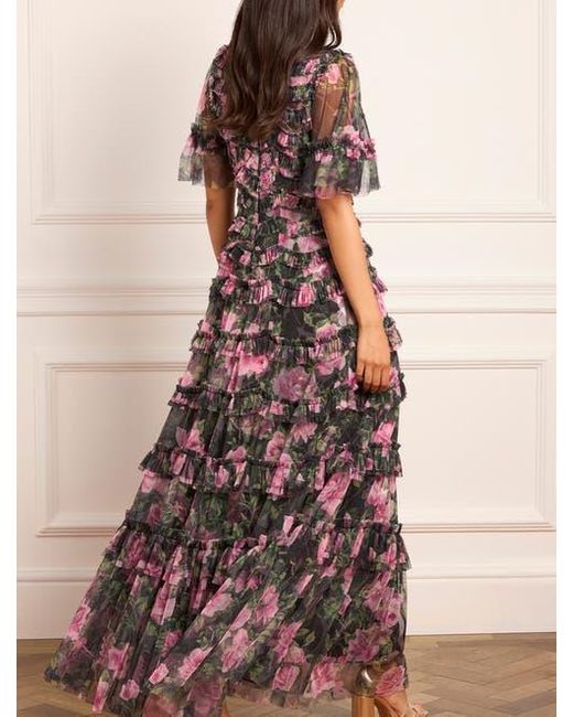 Needle & Thread Multicolor Rose Vine Round Neck Gown