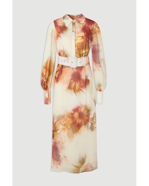 Karen Millen Natural Belted Woven Shirt Dress