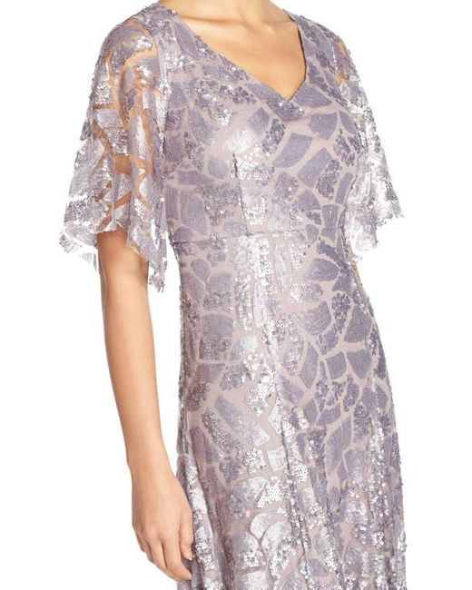 Donna Morgan Multicolor 'Camilla' Sequin Flutter Sleeve Gown