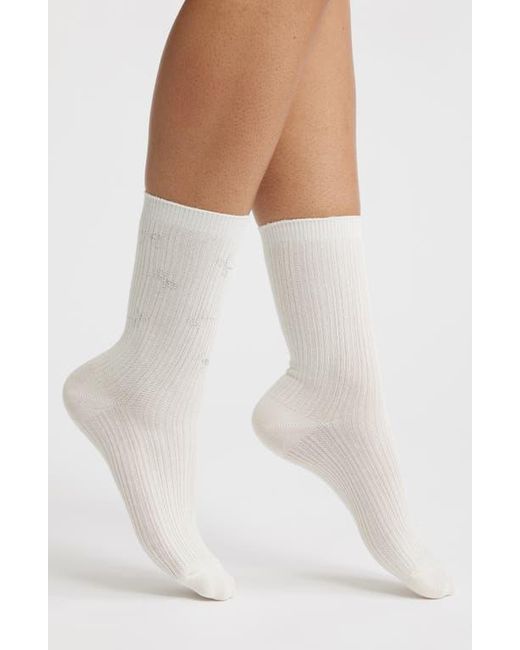 High Heel Jungle White Sweeney Crystal Mini Bow Crew Socks