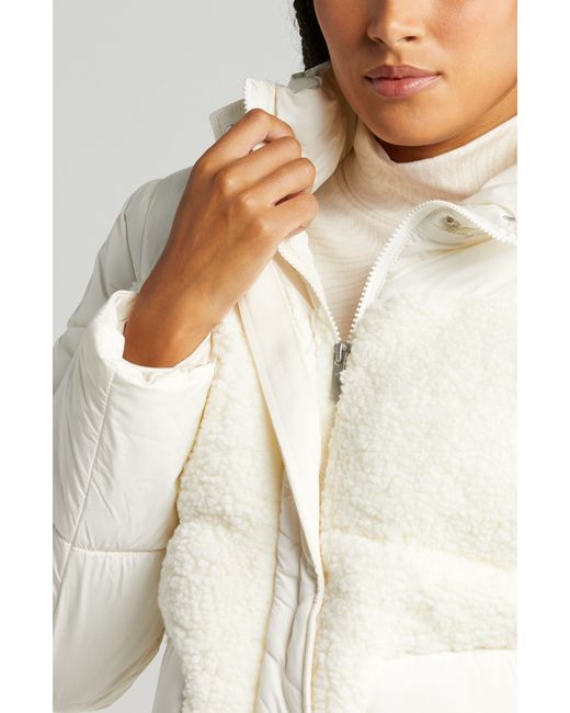 Zella White Hybrid Faux Shearling Puffer Jacket