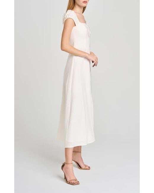 Wayf Carina Cap Sleeve Linen Blend Maxi Dress in White | Lyst Wayf Carina Cap Sleeve Linen Blend Maxi Dress in White | Lyst
