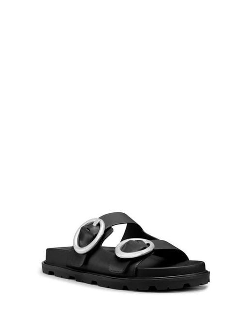 Stuart Weitzman Black Benni Two-Strap Sandal