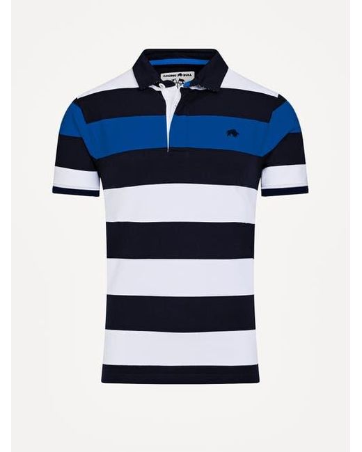 Raging Bull Blue Jersey Contrast Panel Polo for men