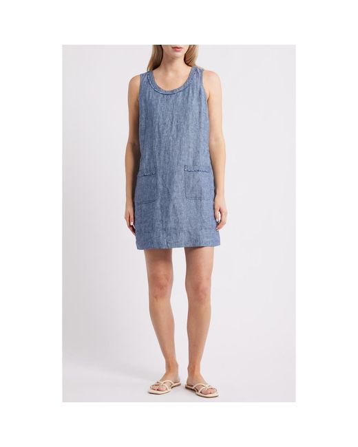 Tommy Bahama Blue Two Palms Patch Pocket Linen Shift
