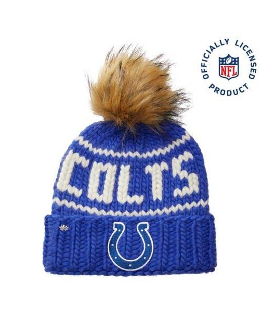 Lele Sadoughi Blue Royal Colts Nfl Beanie With Faux Fur Pom Pom