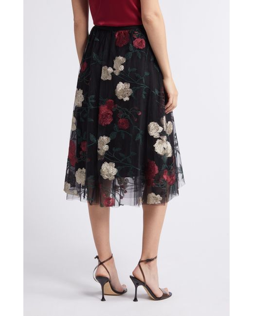 NIKKI LUND Black Virginia Floral Midi Skirt