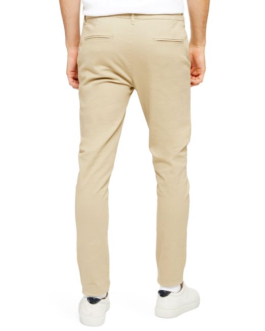 TOPMAN Cotton Stretch Skinny Fit Chinos in Stone (Natural) for Men - Lyst