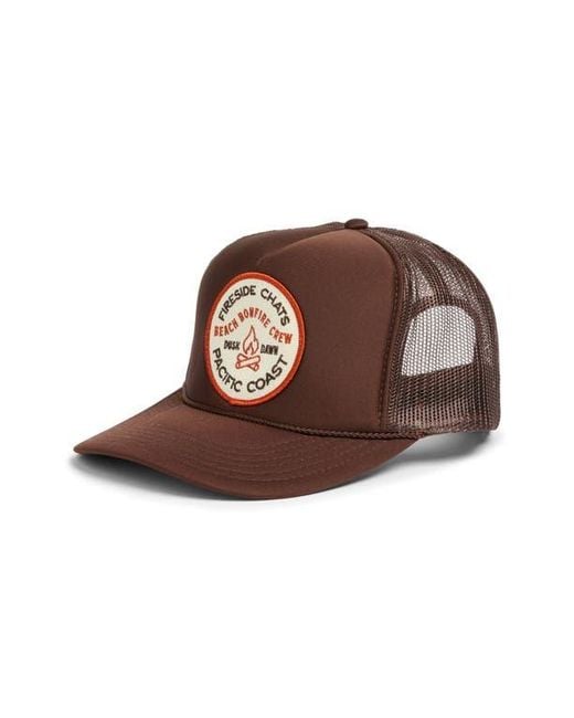 Friday Feelin Brown Fireside Chats Patch Trucker Hat