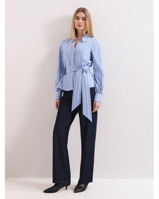 Phase Eight Blue Collared Statement-Belt Shirt