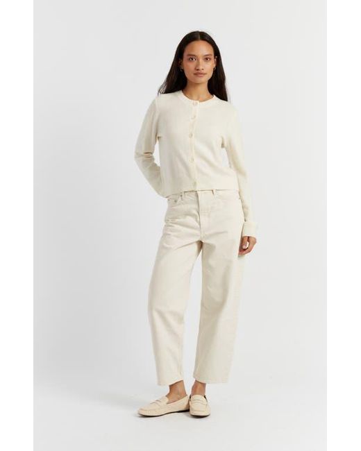 Chinti & Parker Natural Wool Cashmere Blend Crew Neck Cropped Cardigan