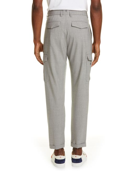 Eleventy Flat Front Stretch Wool Cargo Dress Pants in Light Grey (Gray