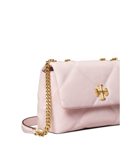 Tory Burch Pink Small Kira Diamond Quilted Convertible Leather Shoulder Bag
