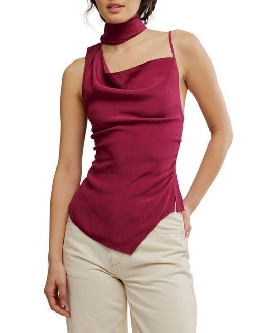 Free People Red True To You Sleeveless Tie Neck Top