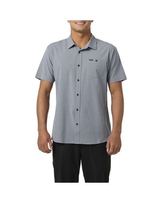 O'neill Sportswear Blue Heathered Short Sleeve Button-Up Shirt for men