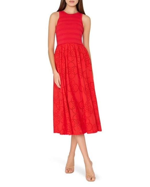 MILLY Embroidered Eyelet Dress | Lyst