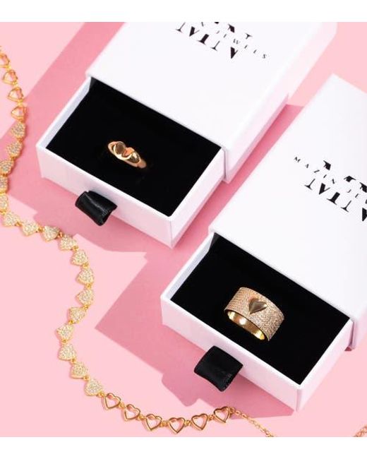 Mazin Jewels Metallic Pave Heart Barrel Ring