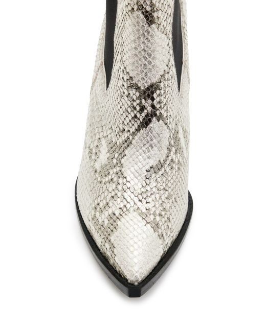 AllSaints White Ria Snake Embossed Pointed Toe Chelsea Boot