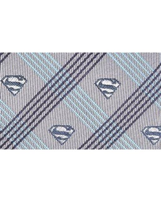 Cufflinks Inc. Gray 'Superman' Plaid Silk Tie for men