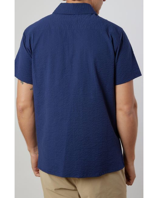 Rainforest Blue The Acadia Seersucker Short Sleeve Button-up Shirt for men