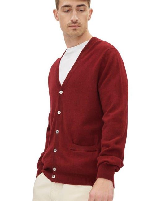 GOBI Mongolian Cashmere Red Essential Cashmere V-Neck Cardigan for men