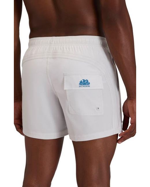 Sundek White Solid Swim Trunks for men