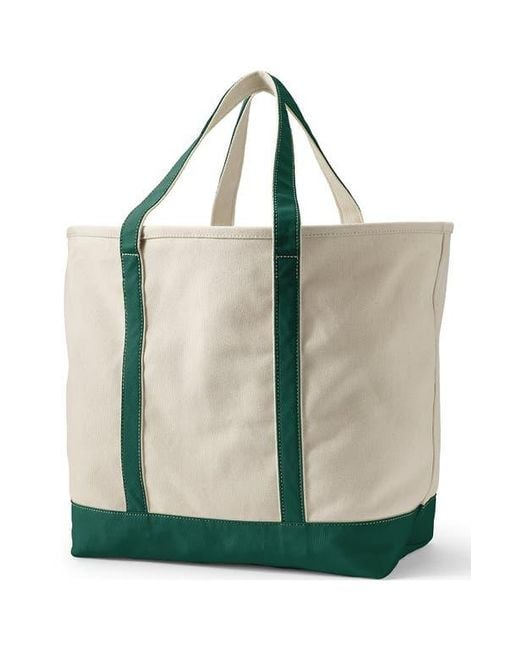 Lands' End Green Open Top Canvas Tote Bag