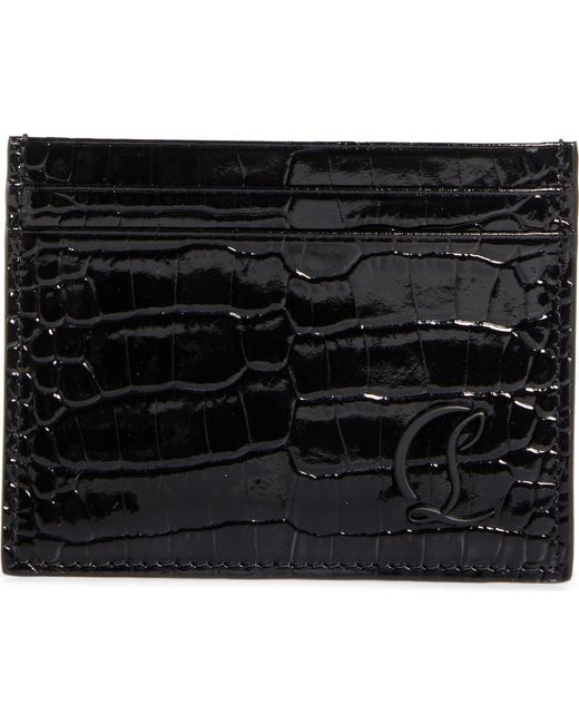 Christian Louboutin Black Mooncrest Lizard Embossed Leather Card Case for men