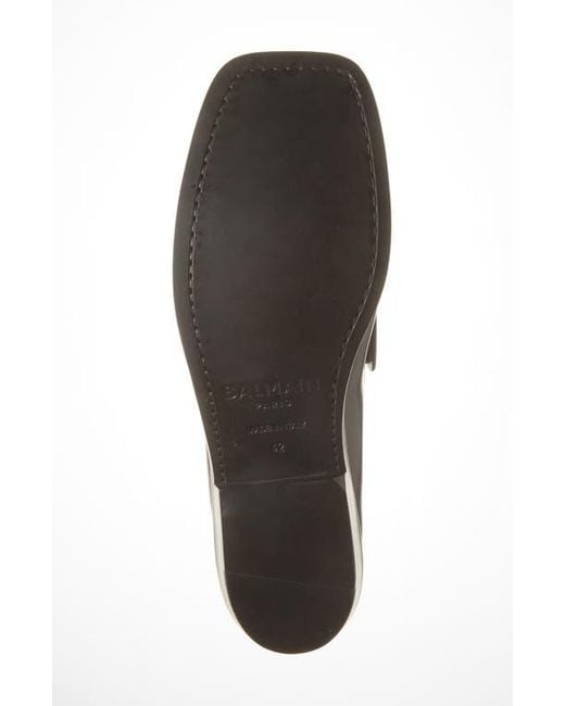 Balmain Gray Sync Glazed Leather Loafer for men