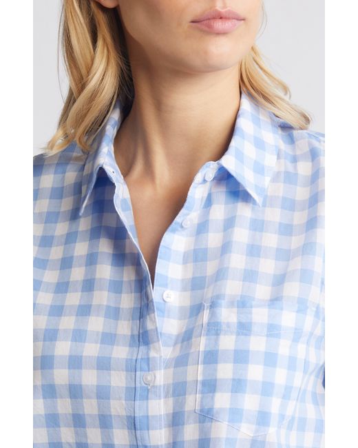 Caslon Blue Caslon(r) Gingham Cotton Voile Button-up Shirt