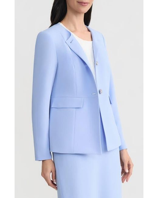 Kasper Blue Three-Button Peplum Jacket