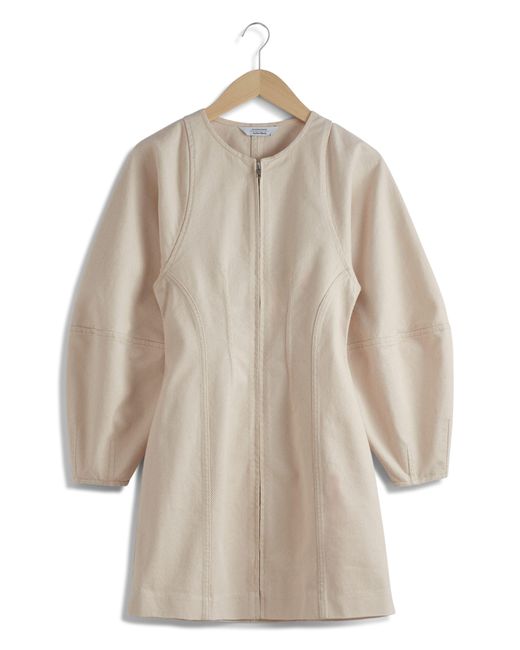 & Other Stories Natural & Long Sleeve Cotton Twill Dress
