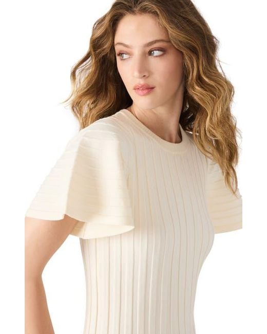 Steve Madden White Allie Short Sleeve Rib Sweater