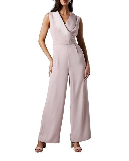 Coast Pink Crepe V-Neck Wrap Wide Leg Jumpsuit