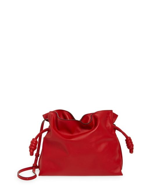 Loewe Flamenco Leather Clutch in Red | Lyst